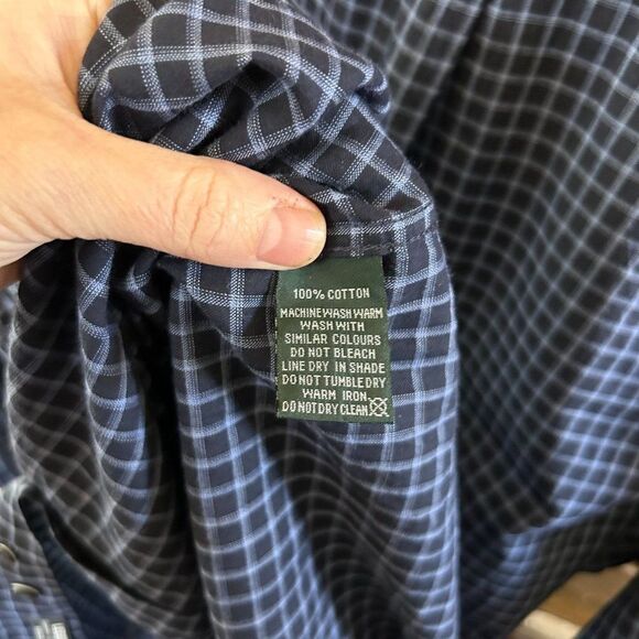 Rodd & Gunn Large Sports Fit Long Sleeve Button Front Shirt Navy Blue Plaid - Picture 11 of 12